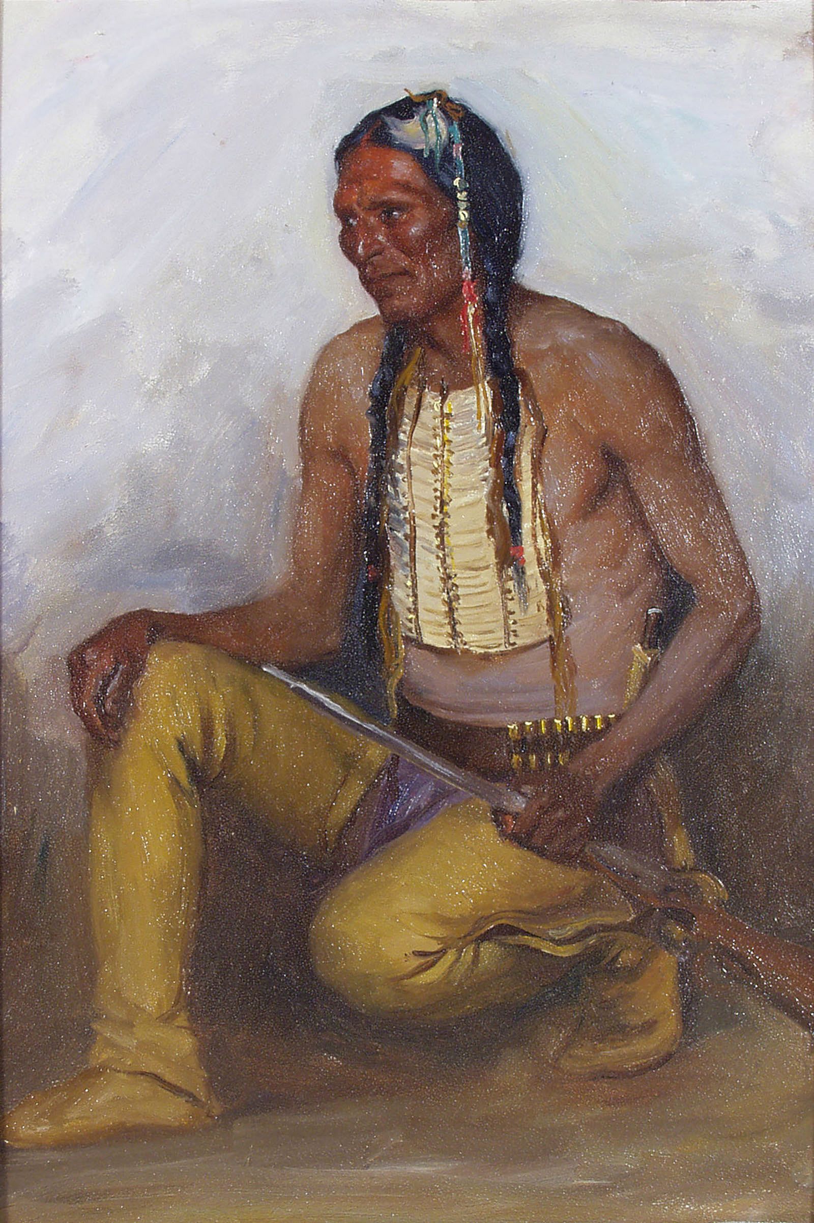 Untitled (Plains man, kneeling with rifle